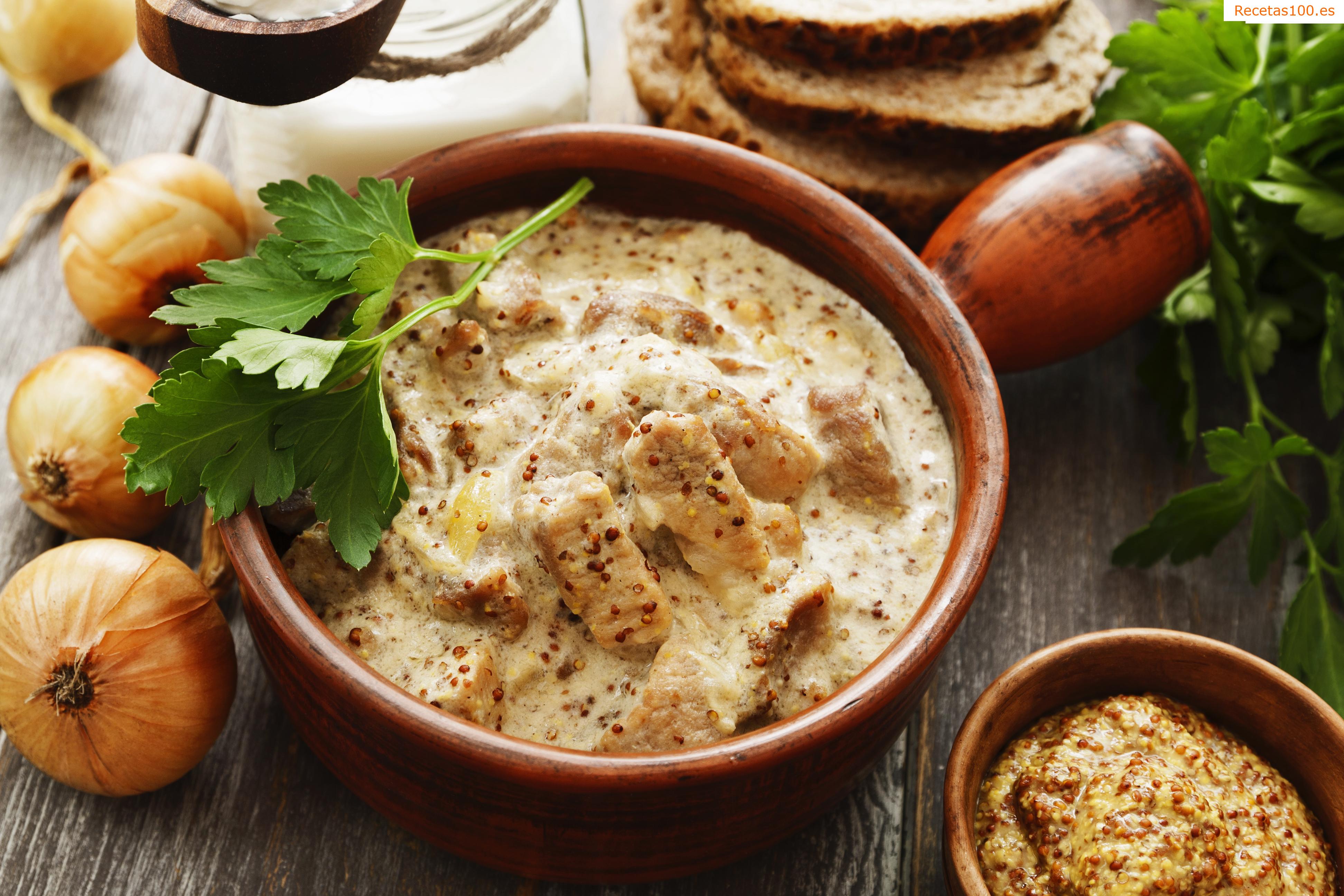 Carne de cerdo española en salsa de crema