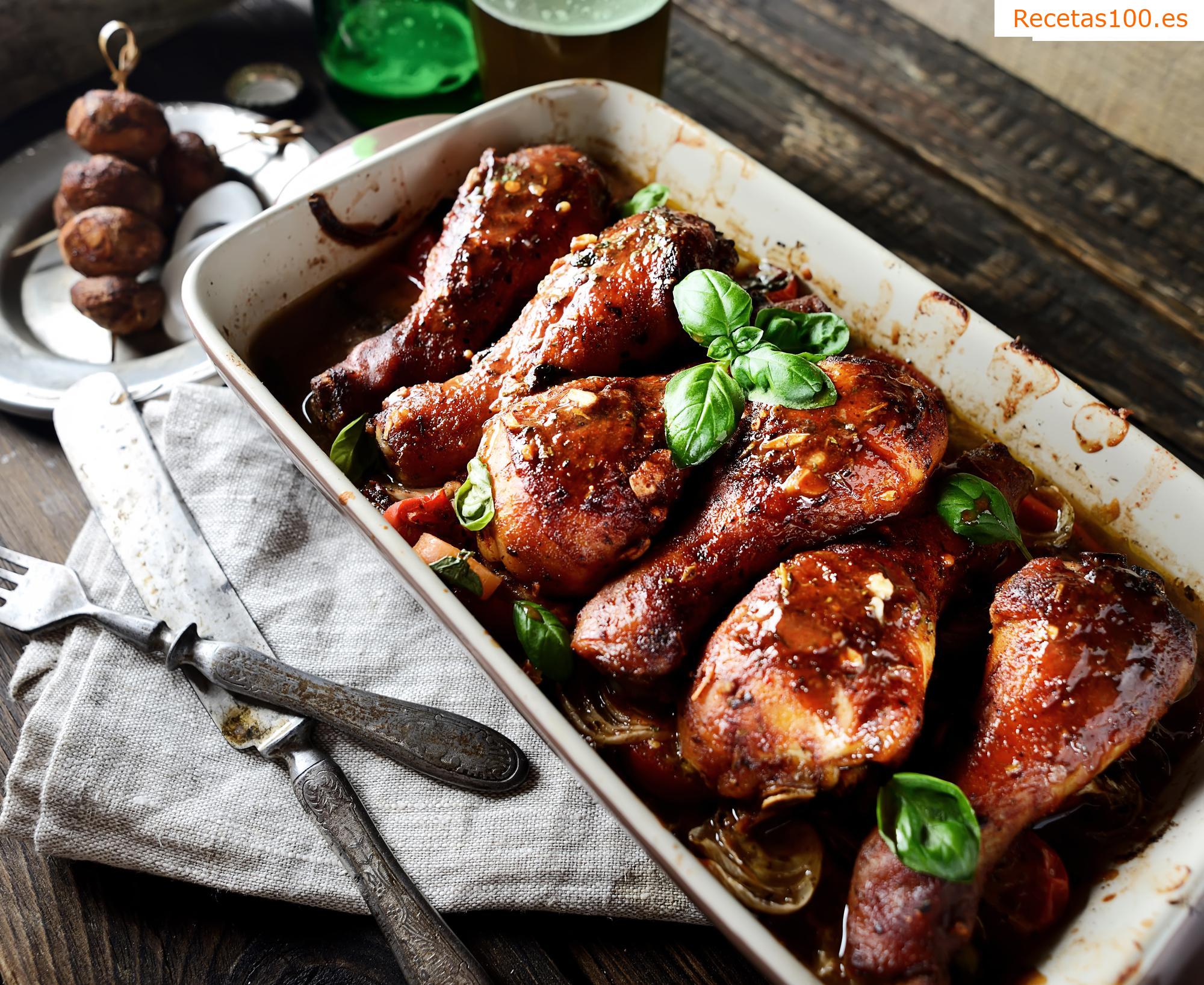 Muslos de pollo con repollo.