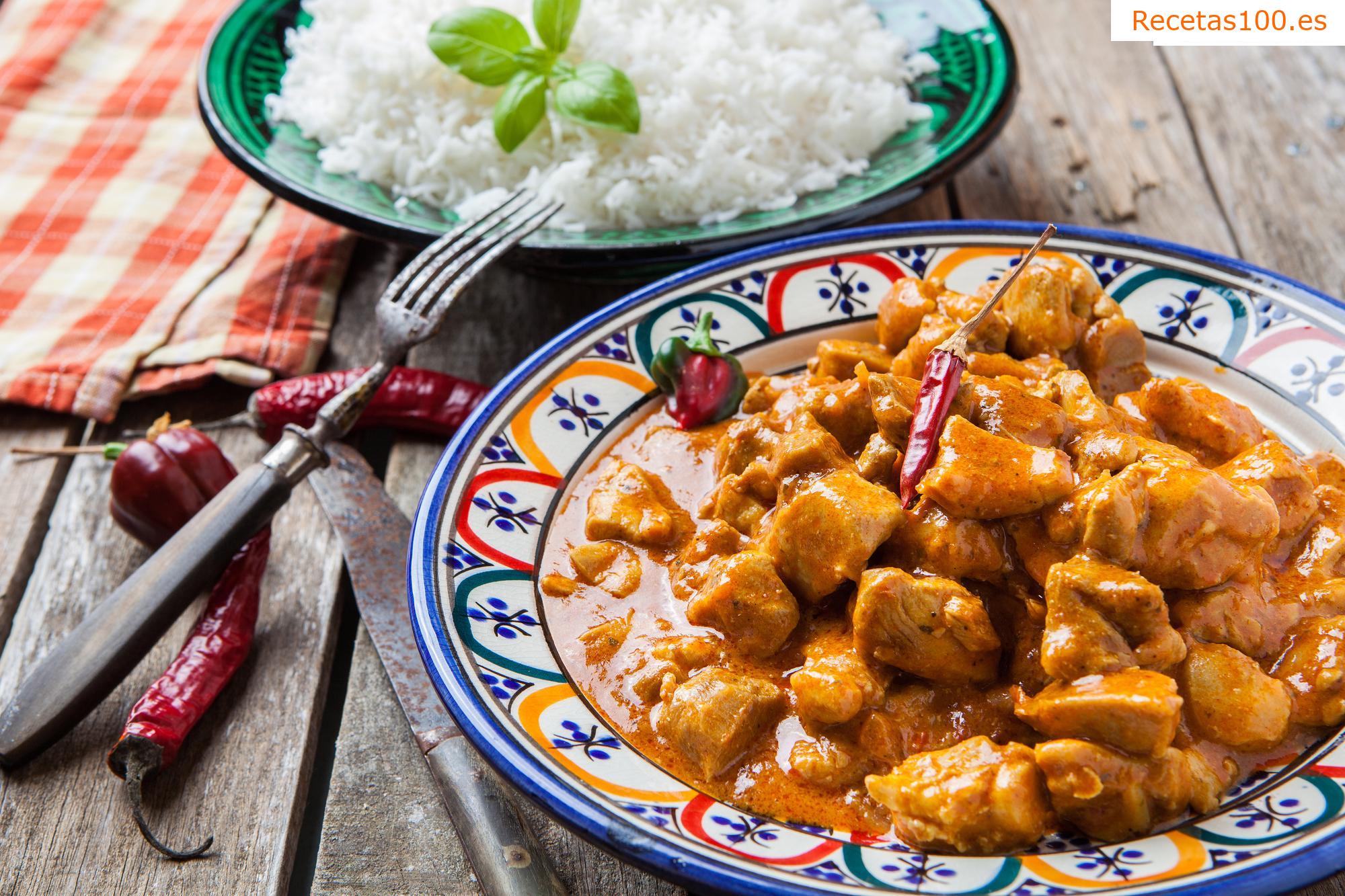 Pollo indio al estilo vindaloo / wok