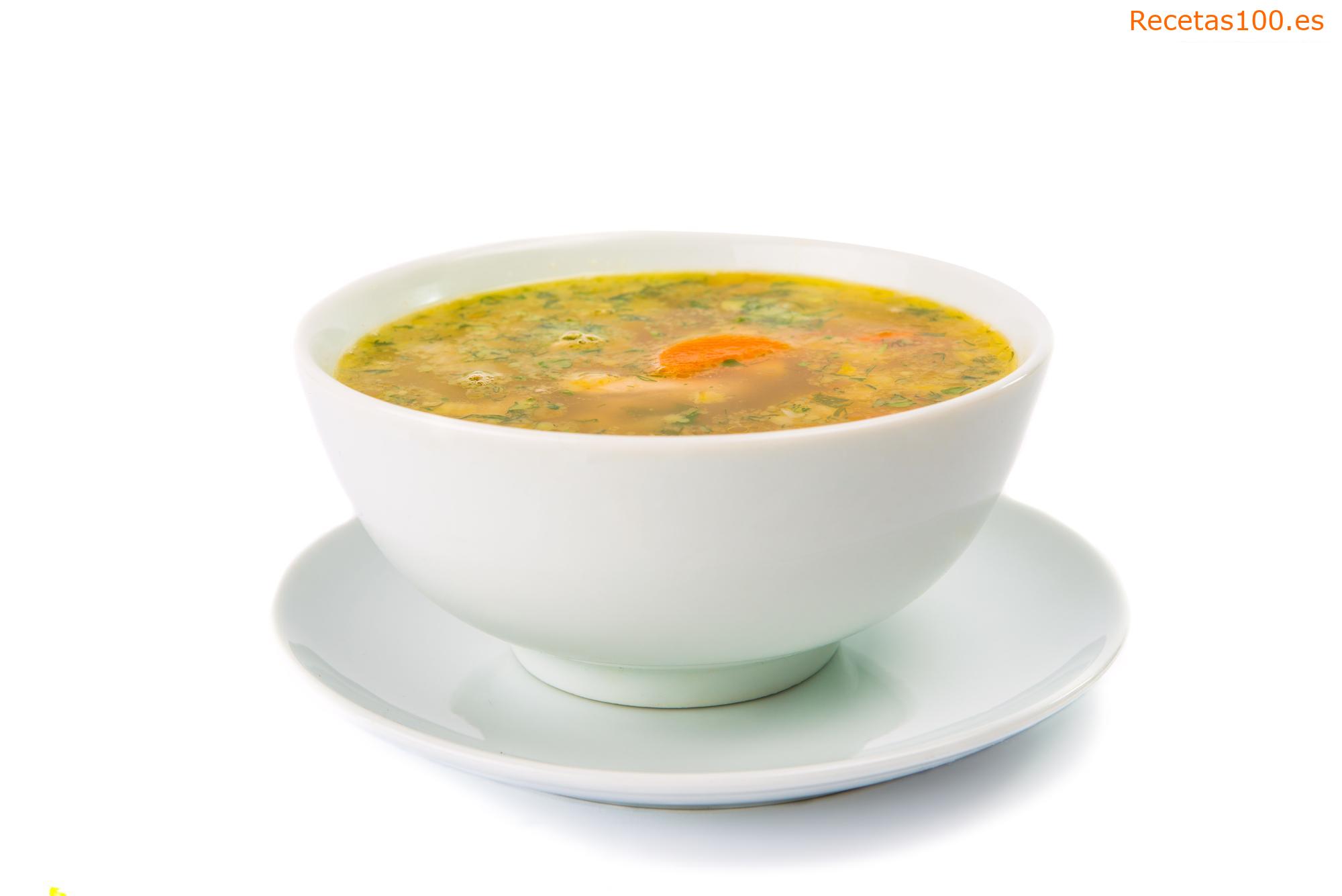 Sopa de pollo espesa con menudencias (sin grasa)