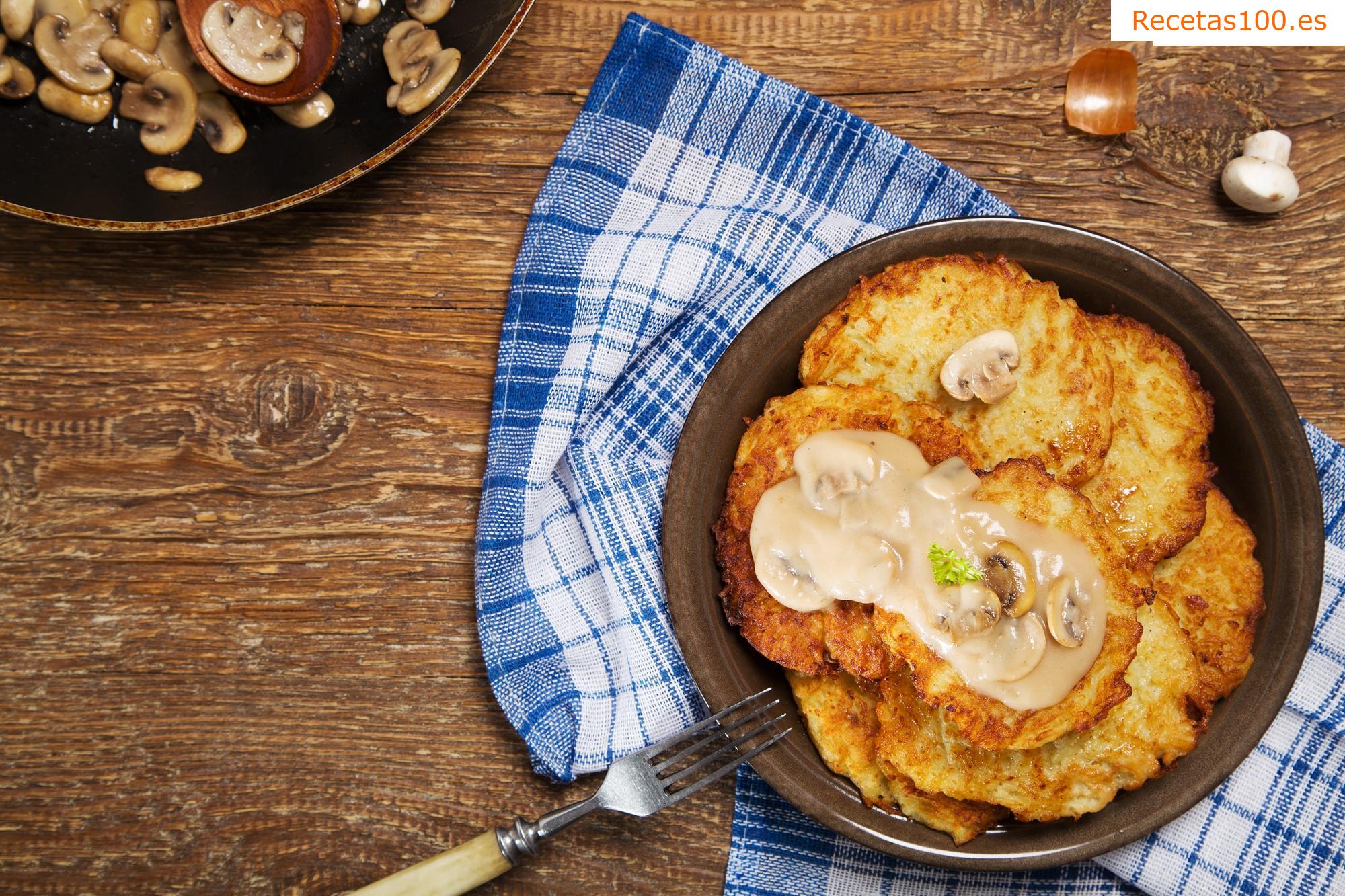 Tortas de patata con setas