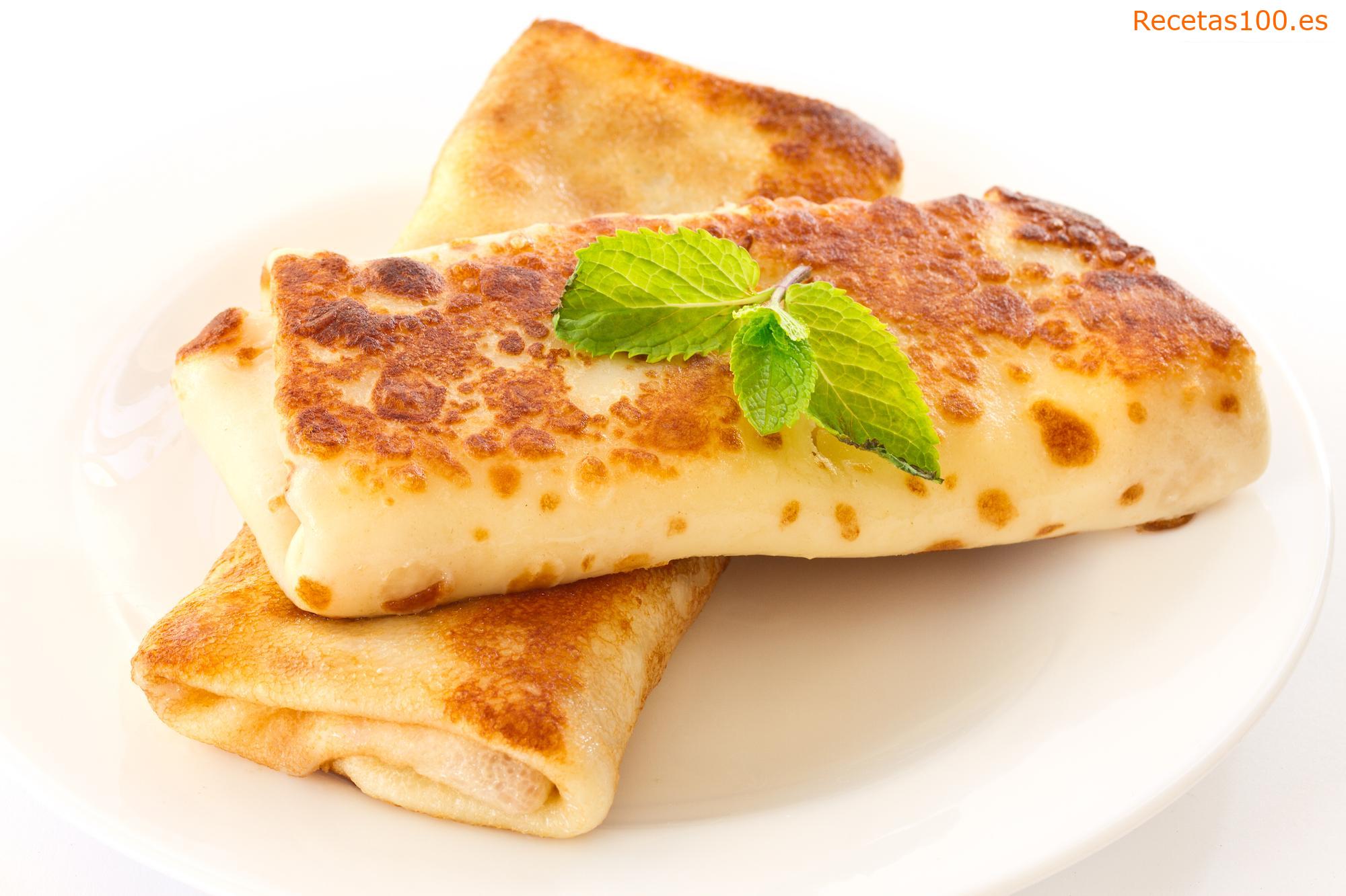 Tortitas gratinadas con champiñones y carne de pollo